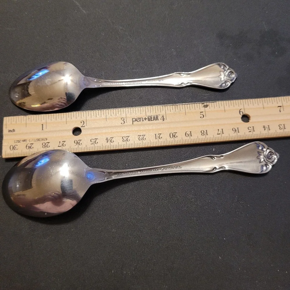 Vtg Lot of 4 Oneida USA‎ TRUE/ARBOR ROSE Stainless 2 Soup & 2 Tea Spoons